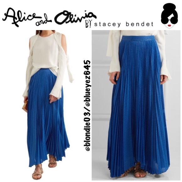 Alice Olivia Katz Sunburst Pleated Maxi 